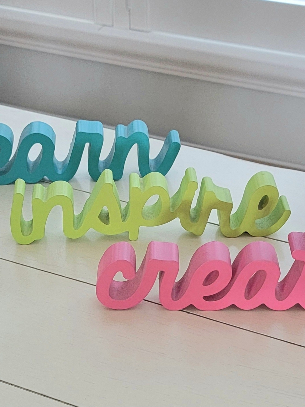 Decorative Wooden Word Signs - Learn, Inspire, Create 10"